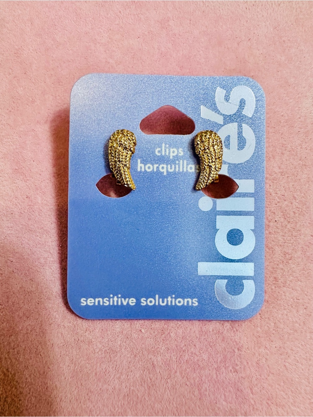 NWT Gold Tone Angel Wing Clip On Earrings